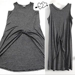 Maurices striped long tunic tank top, black gray